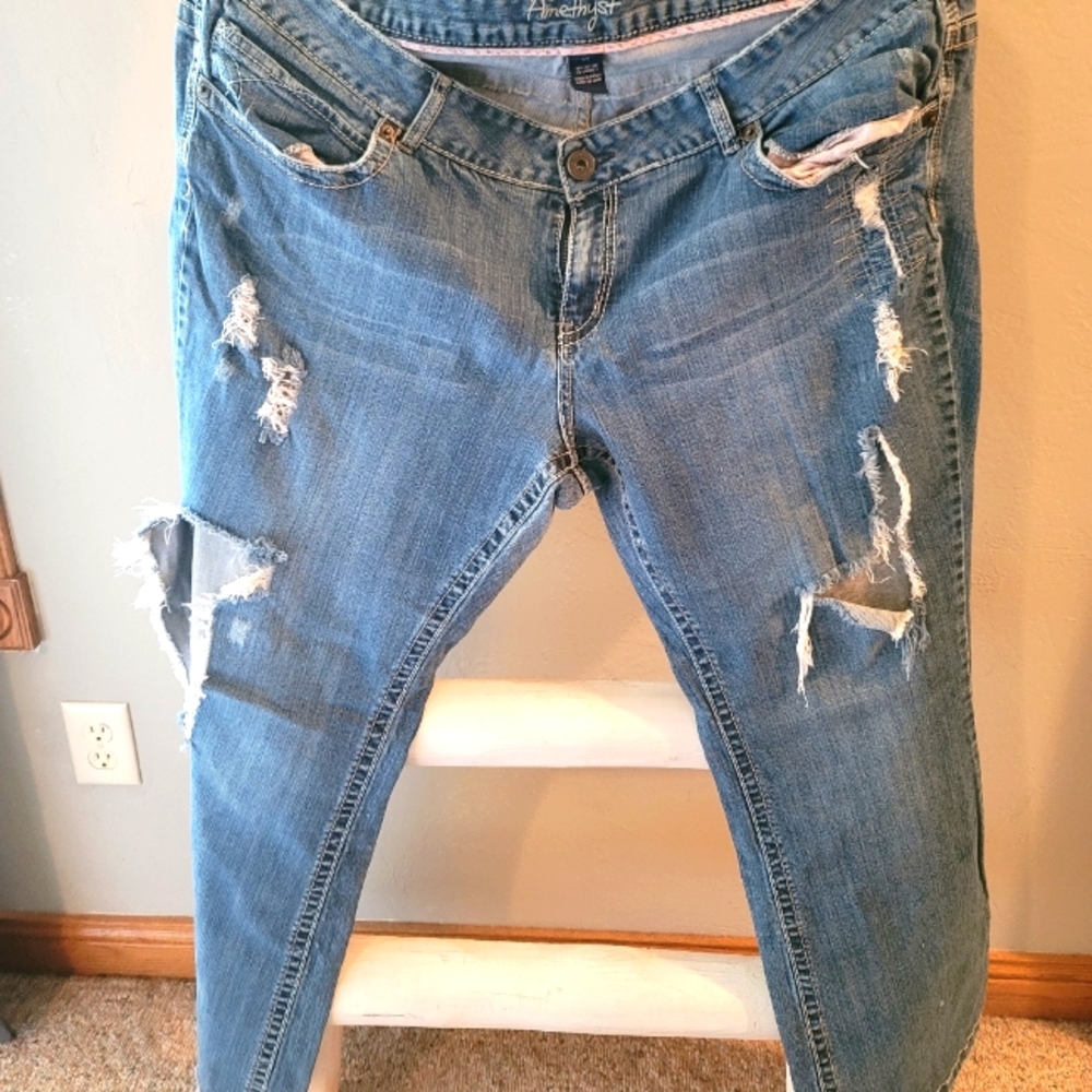 Amethyst highly distressed jeans
